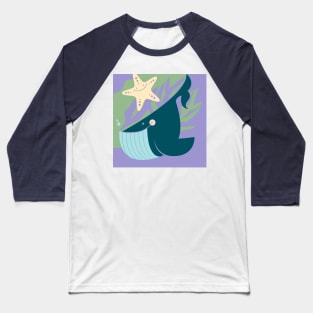 Happy Whale and Starfish Baseball T-Shirt